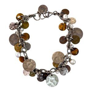 Silpada Sterling Silver Pearl, Tiger Eye, Copper & Brass Cha-Cha Bracelet B1853